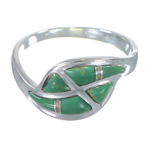 Turquoise And Opal Inlay Sterling Silver Jewelry Southwestern Ring Size 8-1/4 AX82910